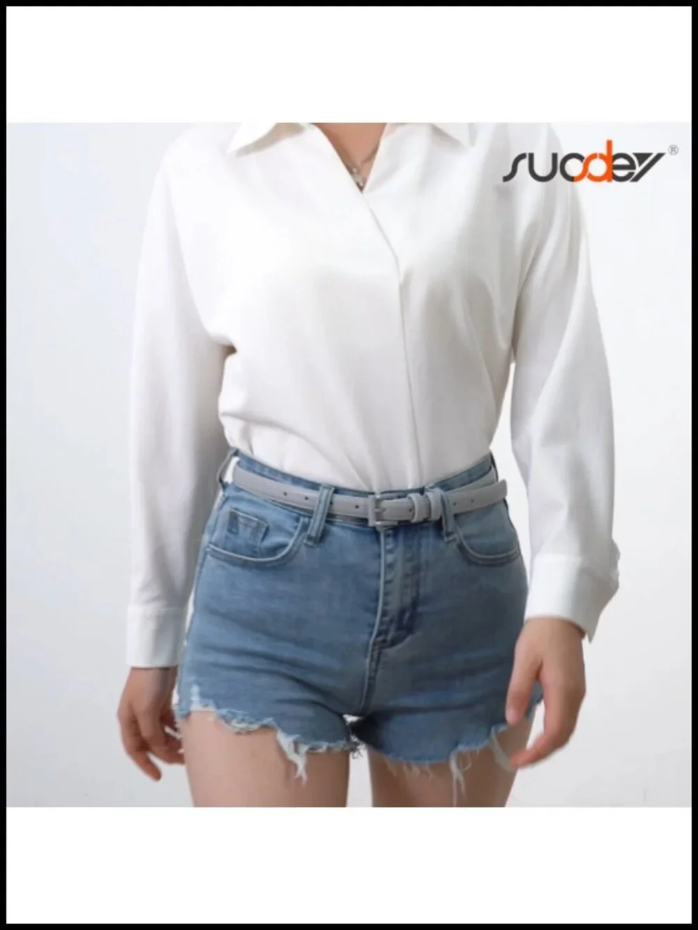 Women's Skinny PU Leather Belt with Square Buckle - 0.7